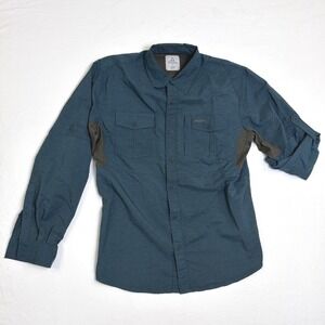 Ascend Mens Hiking Shirt Medium Blue Long Sleeve Roll Tab Ventilated Fishing M